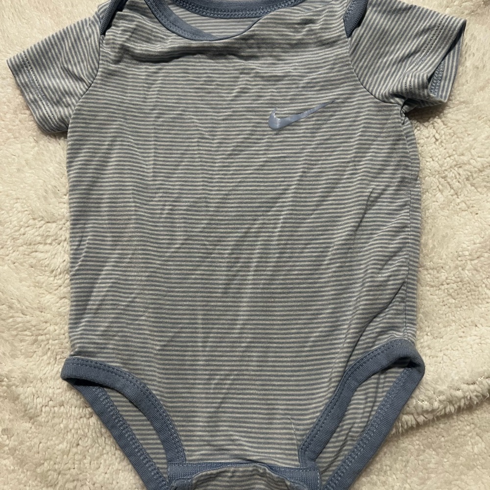 Nike Gray Striped Baby Bodysuit